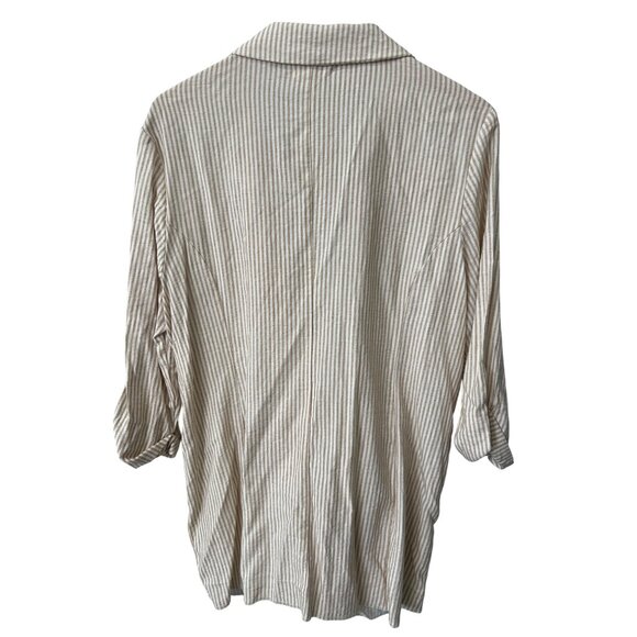 Maurices Striped One Button Blazer Jacket Size XXL White Beige Neutral Old Money - Picture 3 of 7